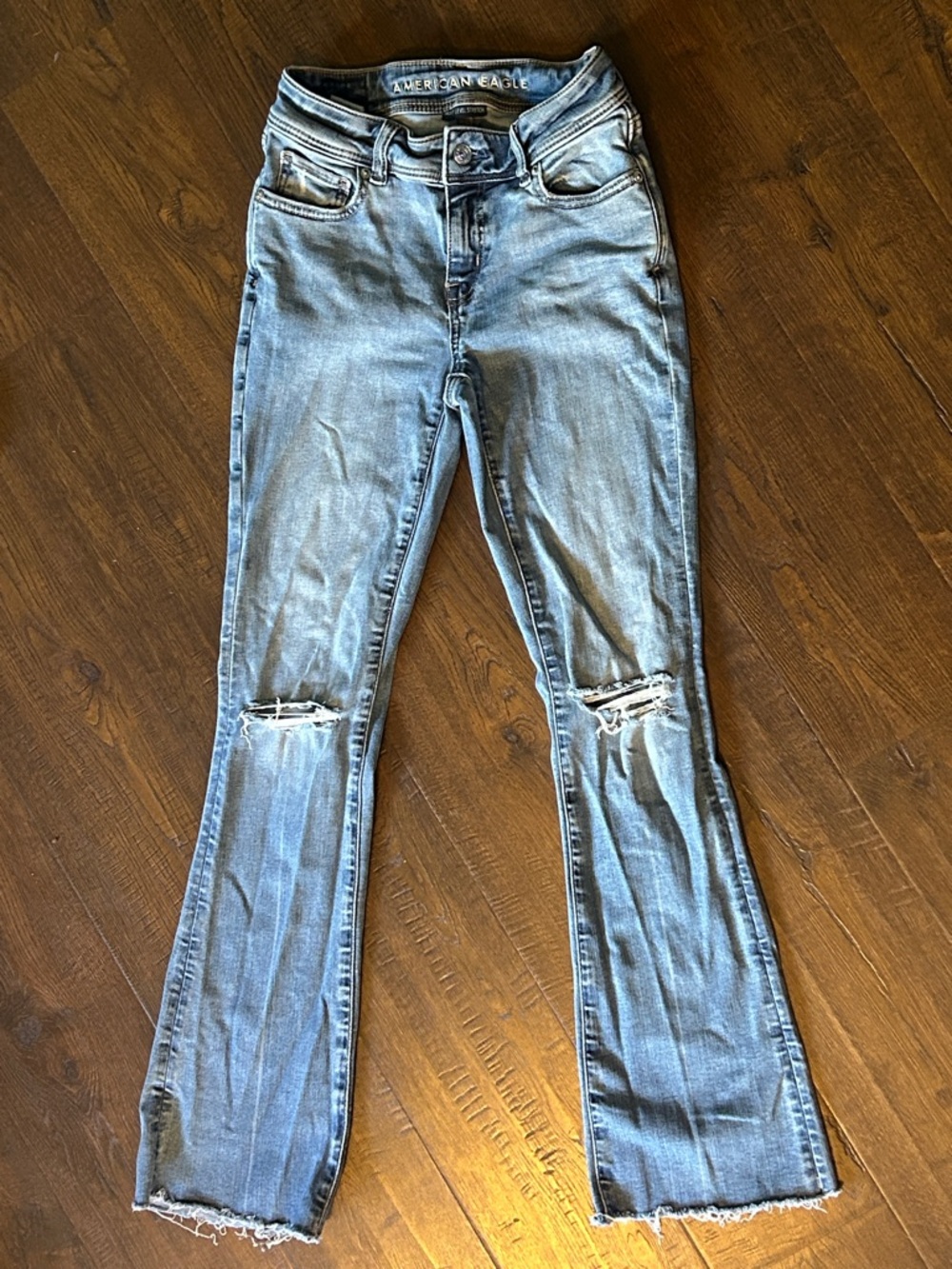 American Eagle Outfitters Light Blue Distressed Bootcut Jeans